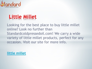 Little Millet  Standardcoldpressedoil.com