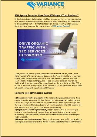 SEO Agency Toronto: How Does SEO Impact Your Business?