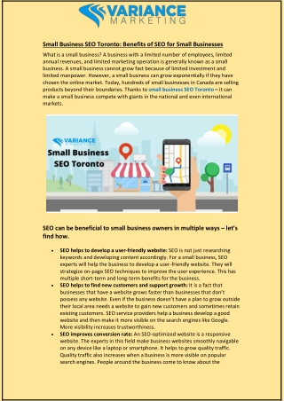 Small Business SEO Toronto: Benefits of SEO for Small Businesses