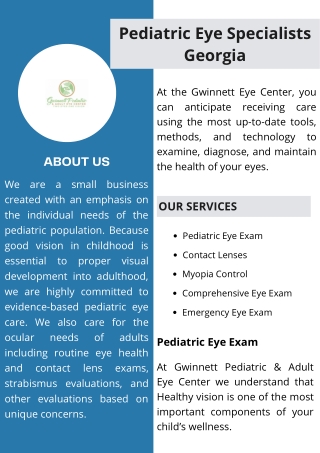 Pediatric Eye Specialists in Suwanee, Georgia