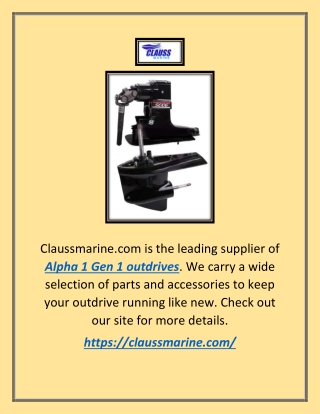 Alpha 1 Gen 1 Outdrive | Claussmarine.com