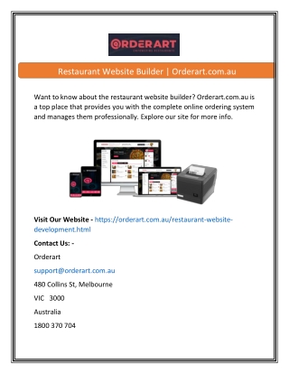 Restaurant Website Builder  Orderart.com.au