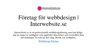 Företag för webbdesign | Interwebsite.se