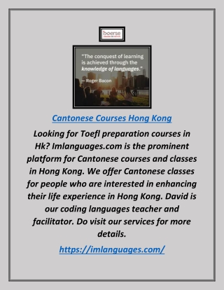 Cantonese Courses Hong Kong | Imlanguages.com