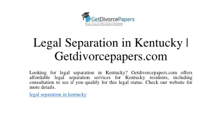 Legal Separation in Kentucky | Getdivorcepapers.com