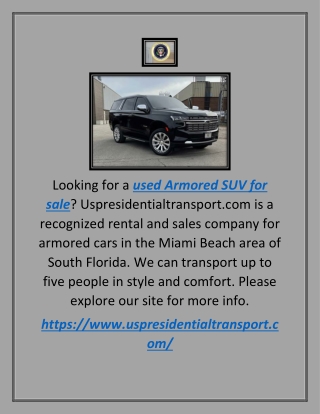 Used Armored Suv For Sale | Uspresidentialtransport.com