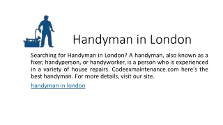 Handyman in London | Codeexmaintenance.com