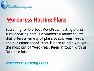 Wordpress Hosting Plans  Turnuphosting.com