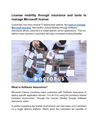 License mobility through insurance and tools to manage Microsoft license