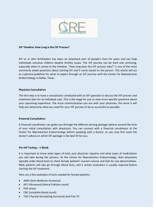 IVF Timeline How Long is the IVF Process
