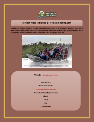 Airboat Rides in Florida  Floridaairboating