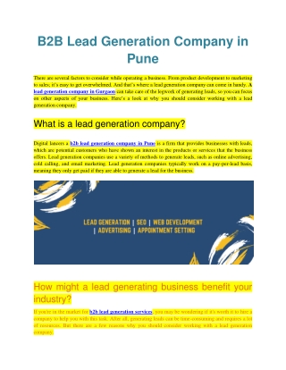 B2B Lead Generation Company in Pune