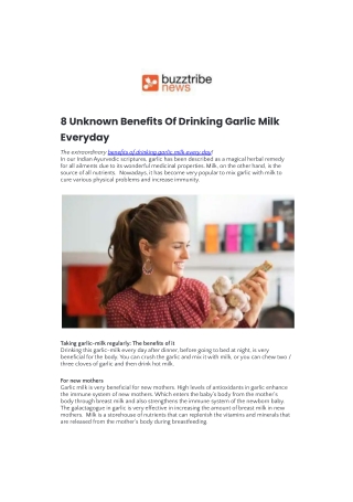 8 Unknown Benefits Of Drinking Garlic Milk Everyday.docx