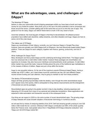 What are the advantages, uses, and challenges of DApps_