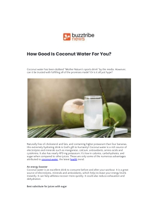 How Good Is Coconut Water For You.docx
