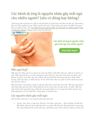 Các bệnh dị ứng là nguyên nhân gây mất ngủ cho nhiều người? Liệu có đúng hay khô