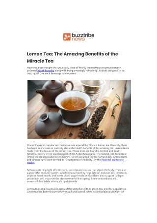 Lemon Tea The Amazing Benefits of the Miracle Tea.docx