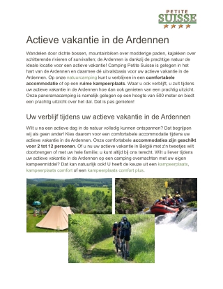 Actieve vakantie Ardennen