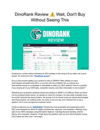 DinoRank Review - APPSumo Deal At $59 - SEO Platform