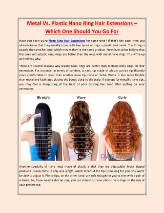 Metal Vs. Plastic Nano Ring Hair Extensions – Which One Should You Go For