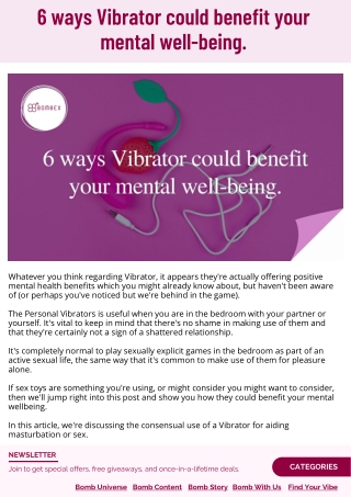 6 ways Vibrator could benefit your mental well-being.