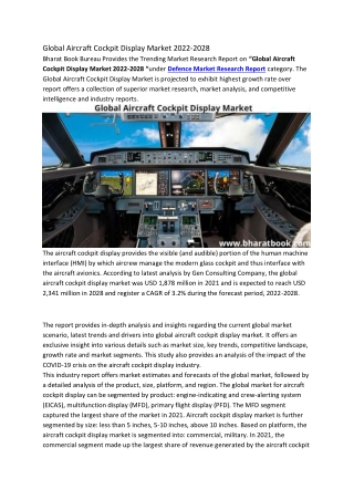 Global Aircraft Cockpit Display Market 2022