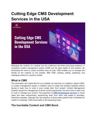 Cutting Edge CMS Development Services in the USA