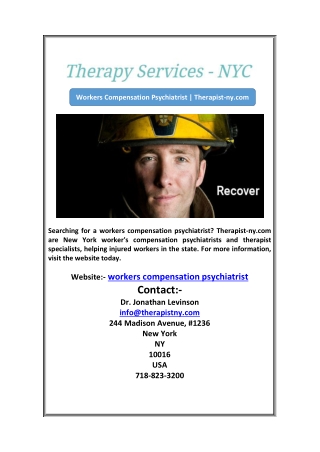 Workers Compensation Psychiatrist | Therapist-ny.com