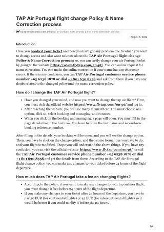 TAP Air Portugal flight change Policy amp Name Correction process