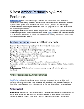 5 Best Amber Perfumes by Ajmal Perfumes