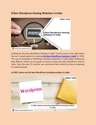 7 Best Wordpress Hosting Websites in India