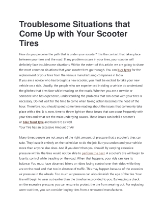 Troublesome Situations that Come Up with Your Scooter Tires