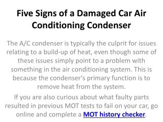 Five Signs of a Damaged Car Air Conditioning Condenser