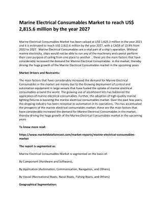 Marine Electrical Consumables Market