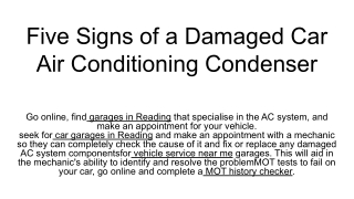 Five Signs of a Damaged Car Air Conditioning Condenser