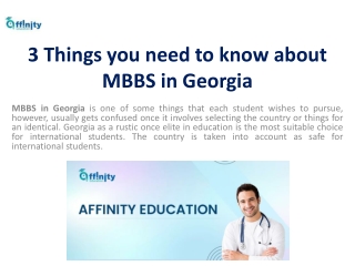 3 Things you need to know about MBBS in Georgia