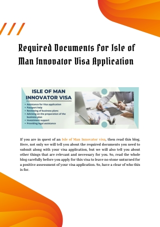 Required Documents For Isle of Man Innovator Visa Application