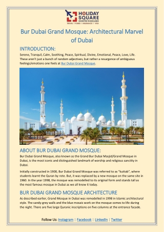 Bur Dubai Grand Mosque: Architectural Marvel of Dubai
