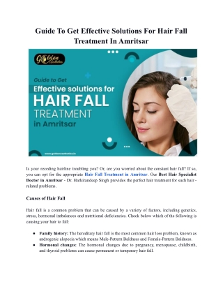 A Comprehensive Guide To Hair Fall Treatment in Amritsar