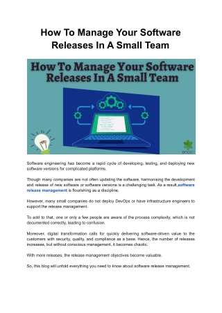 How To Manage Your Software Releases In A Small Team