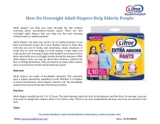 How Do Overnight Adult Diapers Help Elderly People?