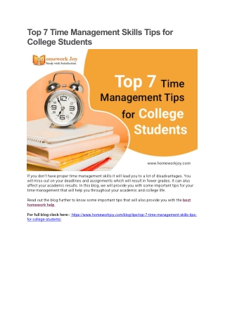 Top 7 Time Management Skills Tips for College Students