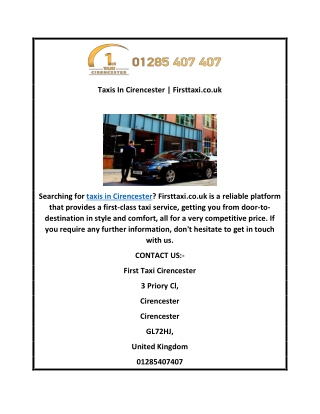 Taxis In Cirencester | Firsttaxi.co.uk