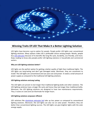 Winning Traits Of LED That Make It a Better Lighting Solution