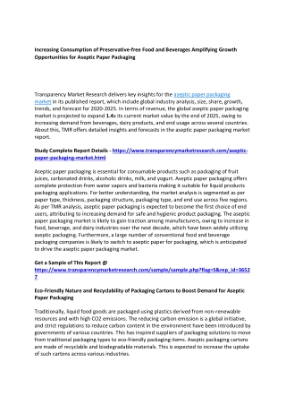 Aseptic Paper Packaging Market to Reach US$ 16.8 Bn by 2032