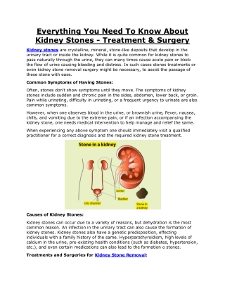 Everything You Need To Know About Kidney Stones - Treatment & Surgery