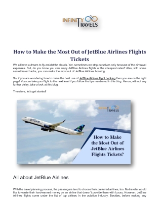 How to Make the Most Out of JetBlue Airlines Flights Tickets