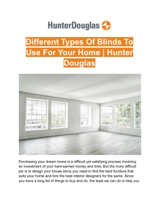 Different Types Of Blinds To Use For Your Home | Hunter Douglas