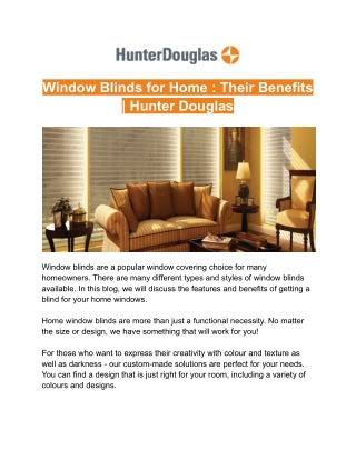 Window Blinds for Home : Their Features & Benefits | Hunter Douglas