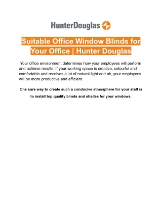 Suitable Office Window Blinds for Your Office | Hunter Douglas